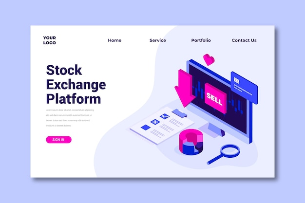 Stock exchange platform landing page template