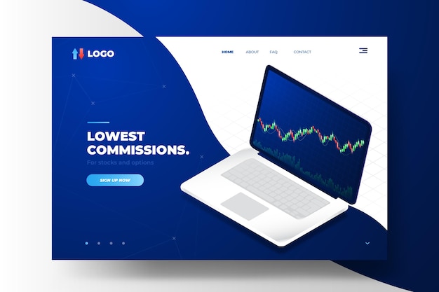 Free Vector stock exchange platform - landing page