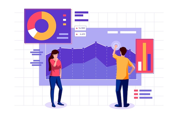 Free Vector stock market analysis with chart