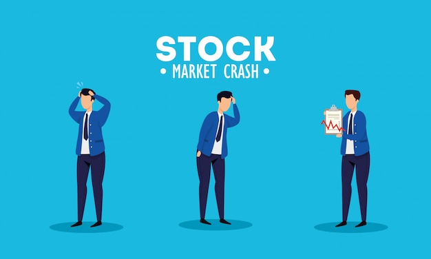 Free Vector stock market crash with businessmen worried