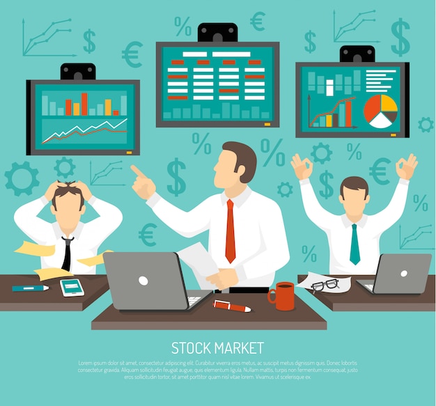 Free Vector stock market trader illustration 