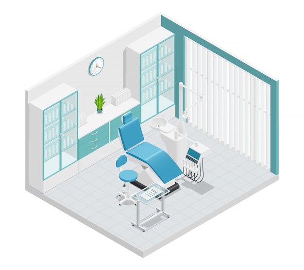 Free Vector stomatology dentistry isometric 3 d cabinet composition