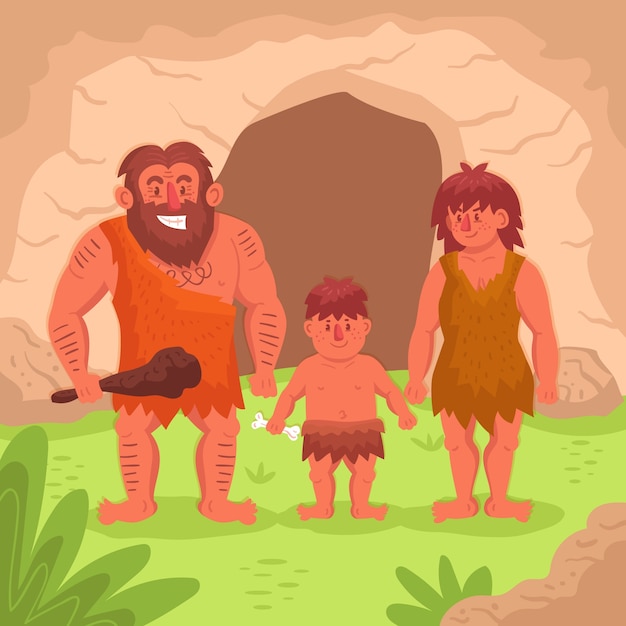 Free Vector stone age hand drawn illustration