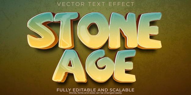 Free vector stone age text effect editable cartoon caveman text style