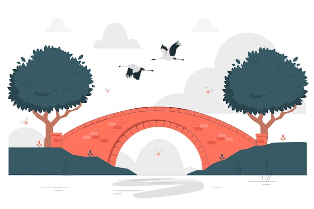 Free Vector stone bridge concept illustration