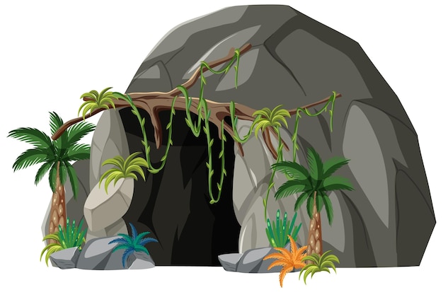 Free Vector a stone cave with liana