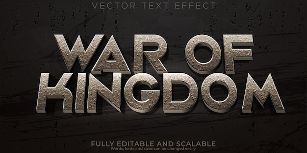 Free vector stone kingdom text effect editable rock and warrior text style