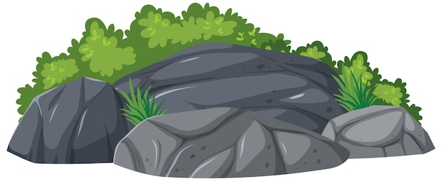 Free Vector stones with grass isolated