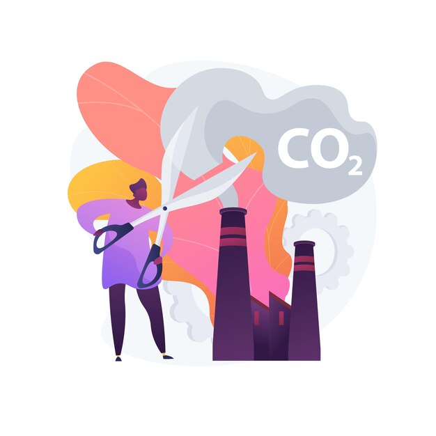 Stop air pollution. Carbon dioxide reduction, environmental damage, atmosphere protection. Toxic emission problem. Ecology volunteer cartoon character. 