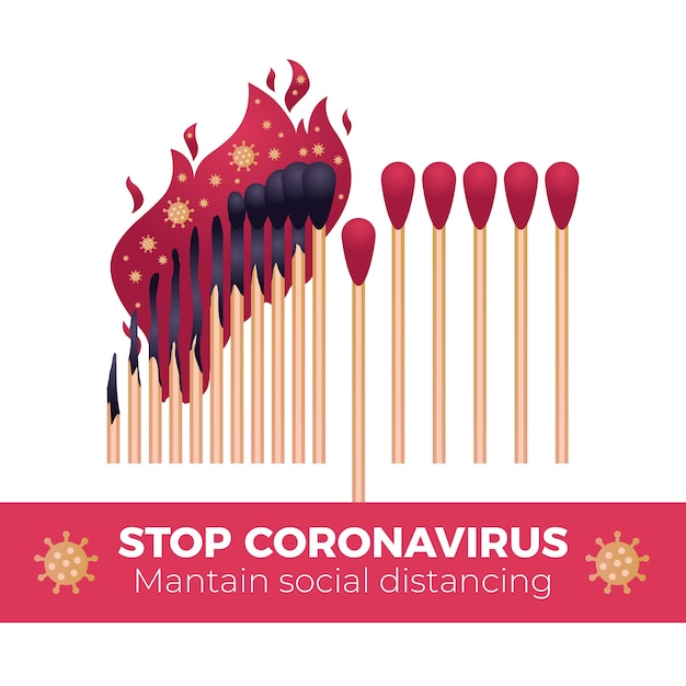 Stop coronavirus matches concept