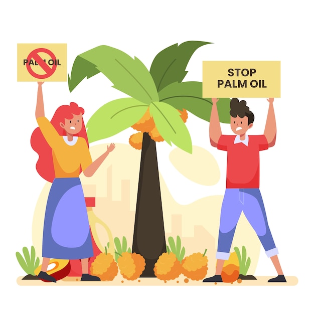 Stop palm oil producing industry concept