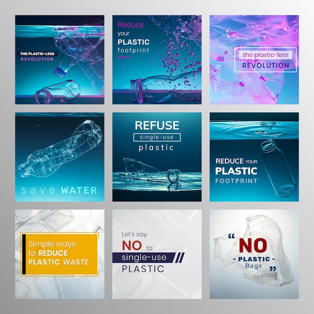 Stop using plastic campaign social media template 