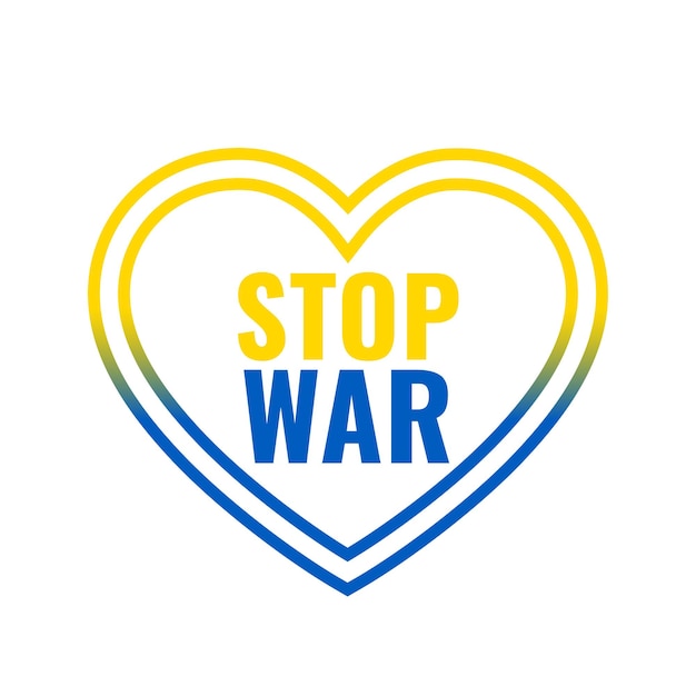 Free Vector stop war in ukraine concept with flag color heart