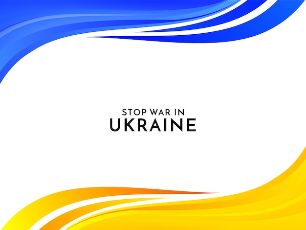 Stop war in Ukraine text wave style country flag design vector