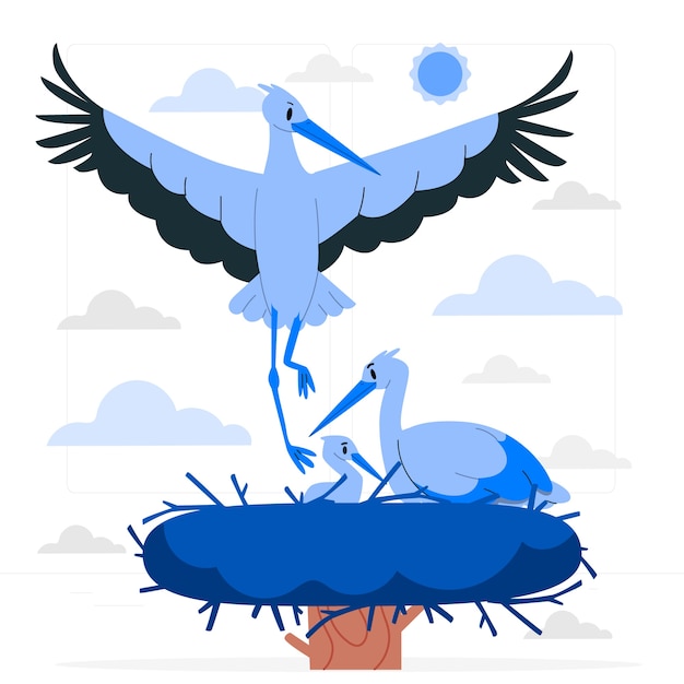 Free Vector stork nest concept illustration