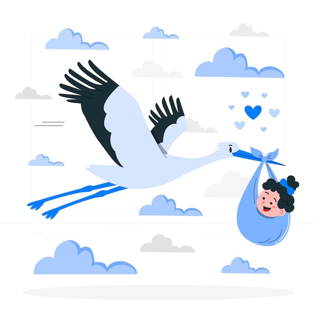 Free Vector stork with baby girl concept illustration