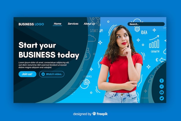 Strat you business landing page with photo