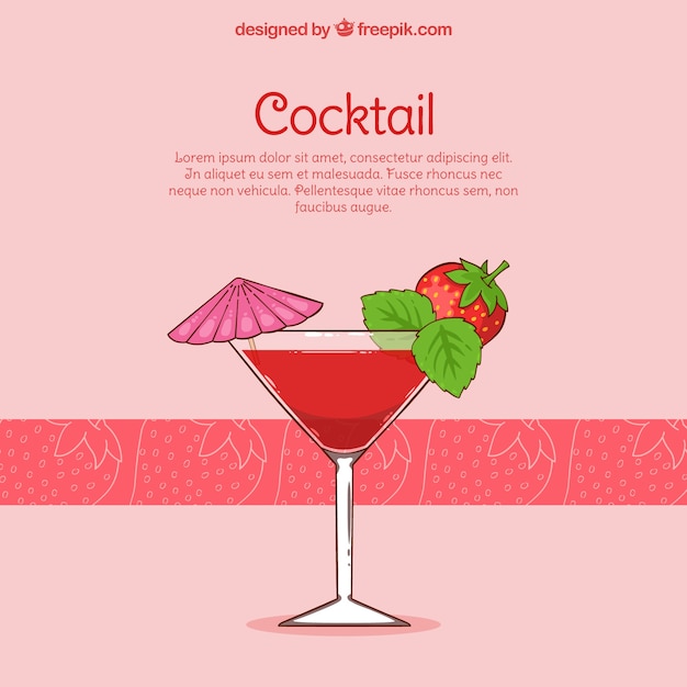 Strawberry cocktail background 