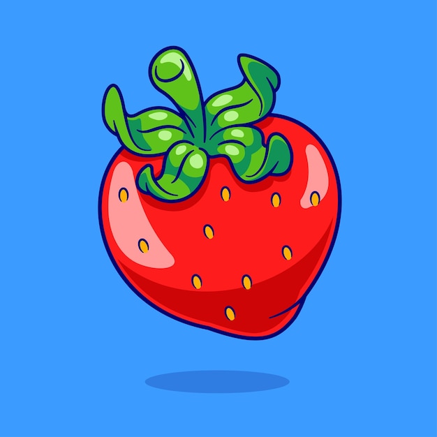 Strawberry Fruit Floating Cartoon Vector Icon Illustration Food Object Icon Concept Isolated Flat