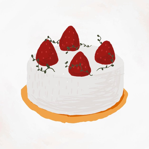 Free Vector strawberry pound cake element vector cute hand drawn style