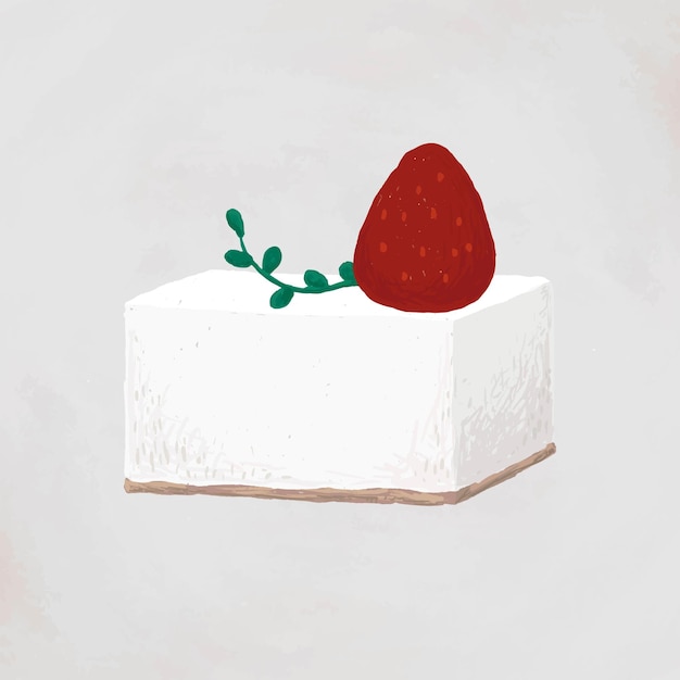 Free Vector strawberry square cake element vector cute hand drawn style