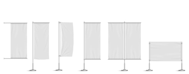 Free Vector street banners ads textile stands on metal poles