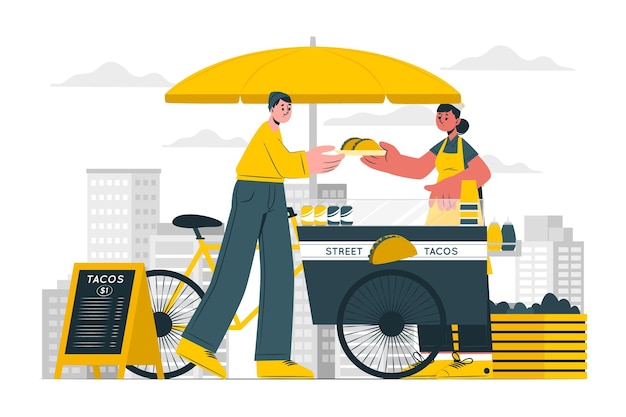 Street food concept illustration