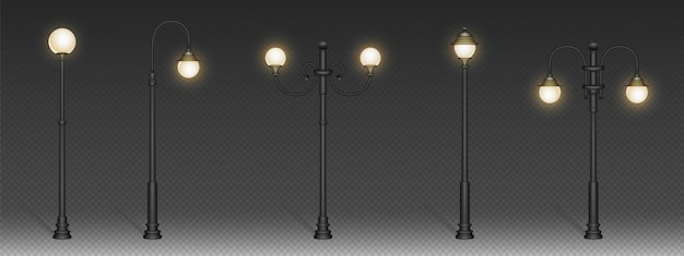 Free Vector street lamps vintage lanterns on post