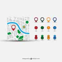 Free vector street map and different pointers