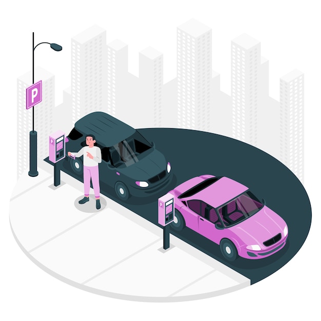 Free Vector street paid parking concept illustration