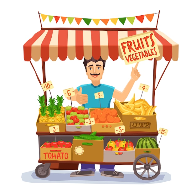 Free Vector street seller illustration