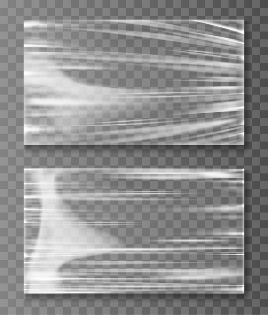 Stretched cellophane banner crumpl folded texture