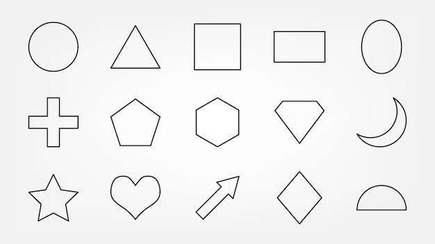 Stroke geometric shapes set