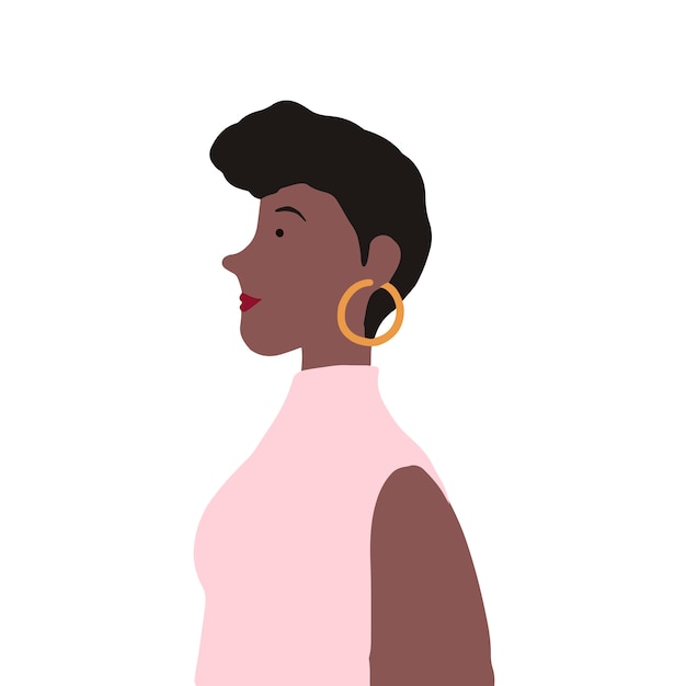 Free vector strong african american female in profile vector