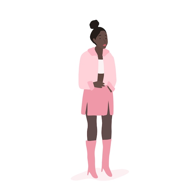 Strong African American woman full body vector