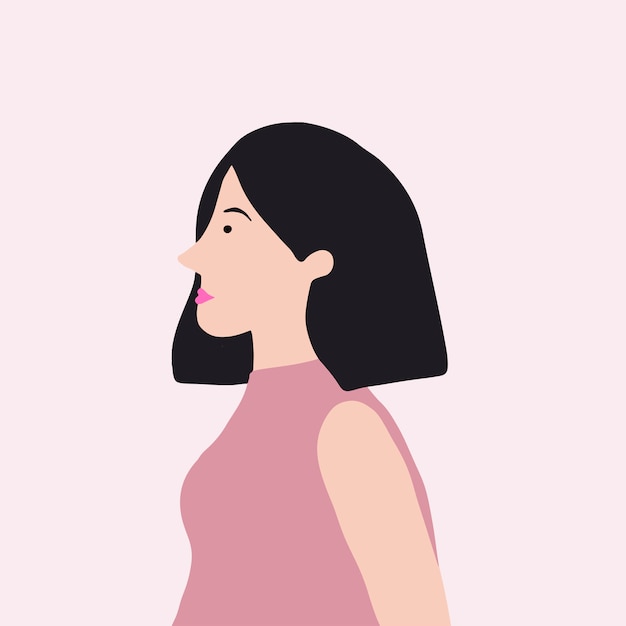 Free vector strong asian woman in profile vector