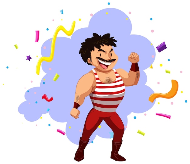 Free Vector strong man with muscles on confetti background