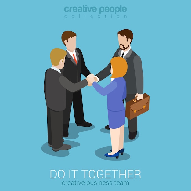 Free Vector strong team teambuilding togetherness flat 3d web