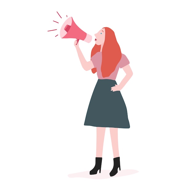 Strong woman shouting out her message vector