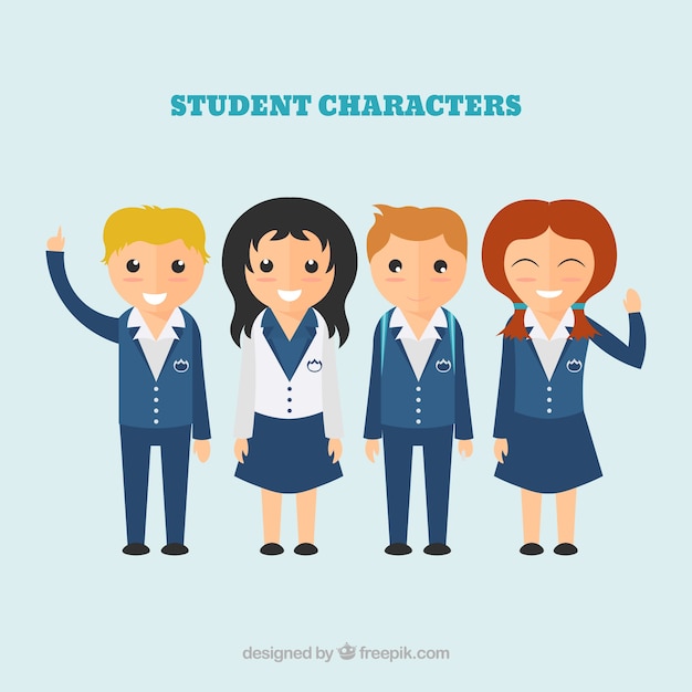 Free vector student characters illustration