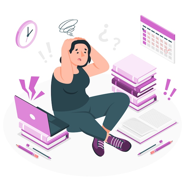 Free Vector student stress concept illustration