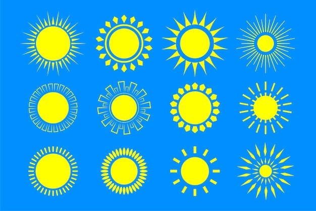 Free vector stunning set of sunburst rays icon design