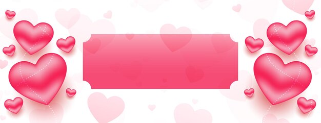 Styligh 3d valentines day hearts banner with text space