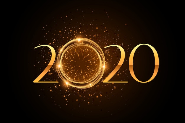 Stylish 2020 firework style golden sparkle background 