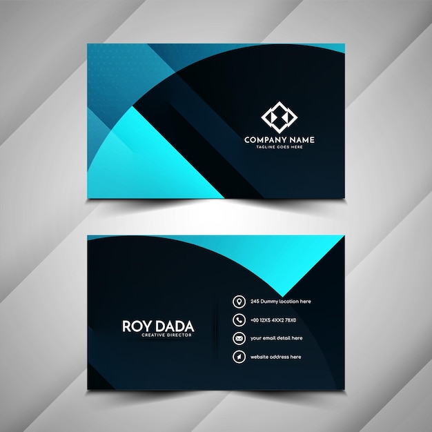 Stylish blue geometric design dark visiting card template