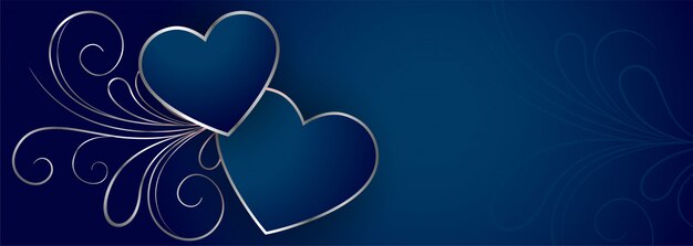 Stylish blue valentines day hearts banner