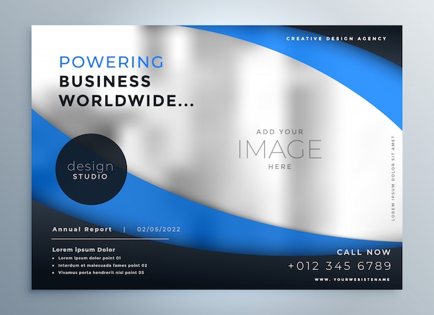 Stylish blue wavy business brochure 