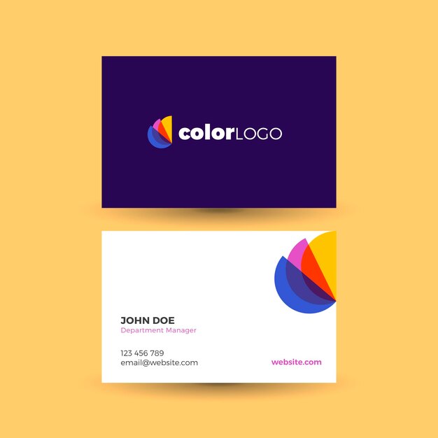 Stylish business card template with colored details