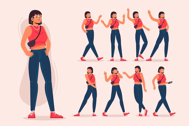 Free vector stylish character poses