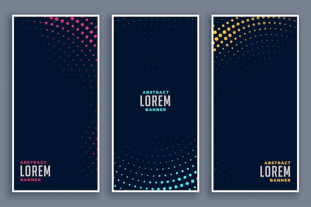 Free vector stylish circular halftone effect banners set